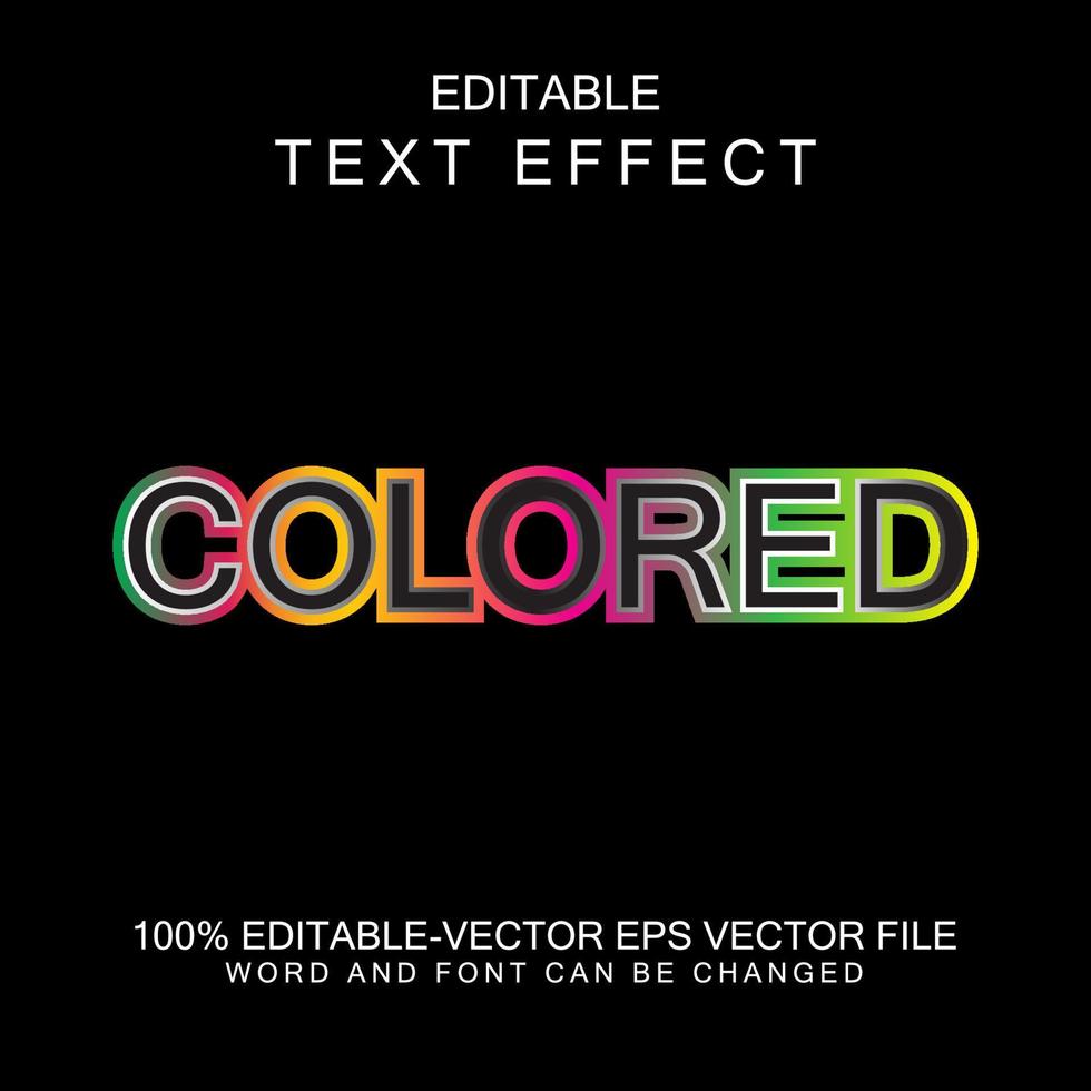 gekleurd teksteffect, kleurrijk tekstontwerp, zeer gebruiksvriendelijk vector