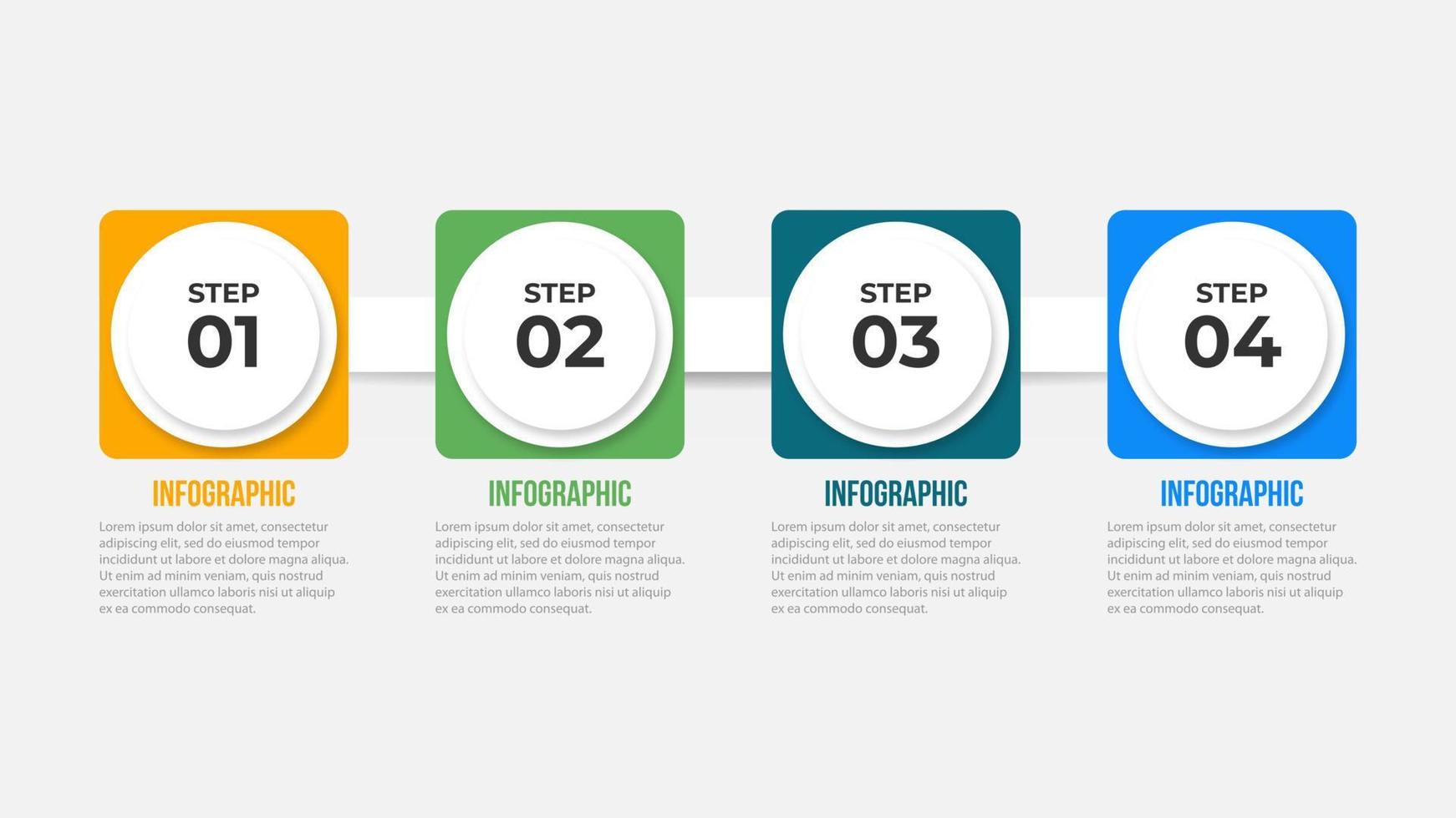 zakelijke infographic dunne lijn proces met vierkante sjabloonontwerp met pictogrammen en 4 opties of stappen. vectorillustratie. vector