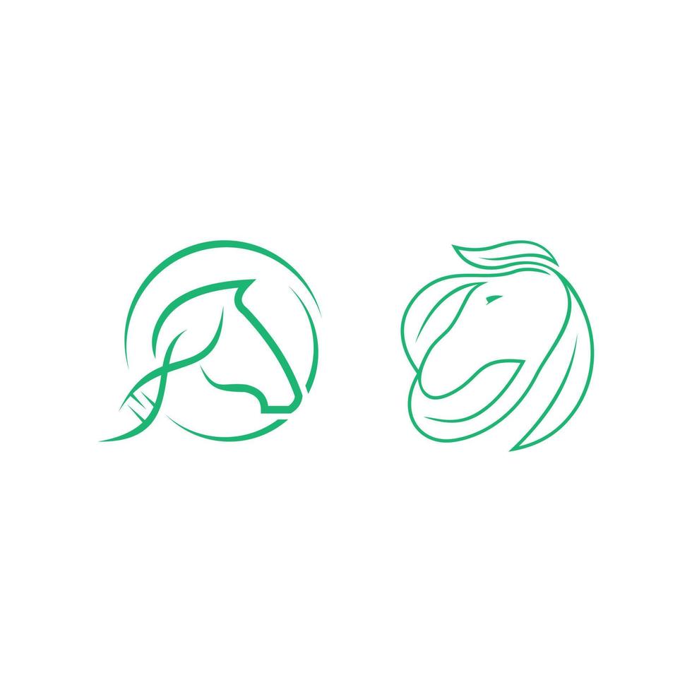 paard groen blad logo ontwerp vector