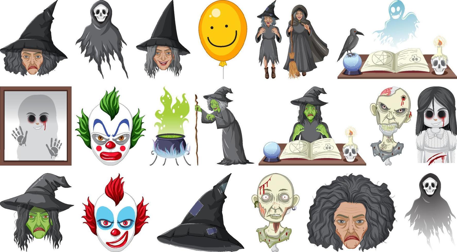 halloween set met enge monsters vector