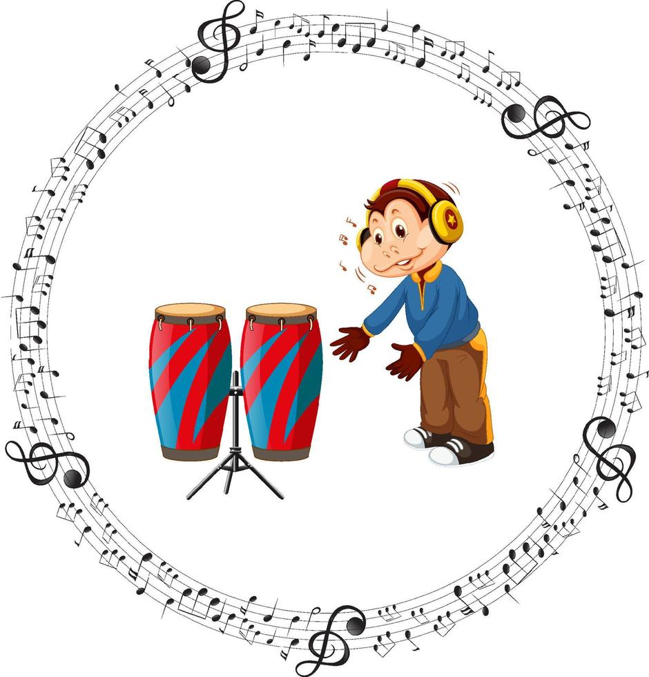 cartoon aap met bongo drum vector