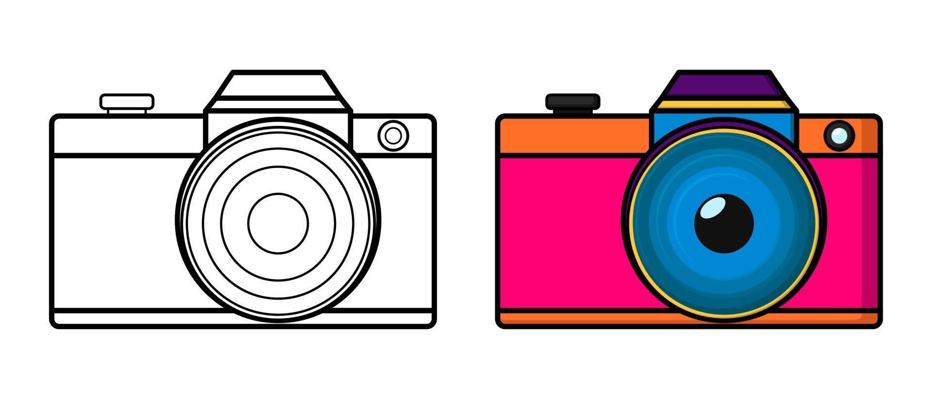 cameralijn en kleur. kleurboek voor kinderen. digitale camera. vectorillustratie voor het kleuren van boek vector