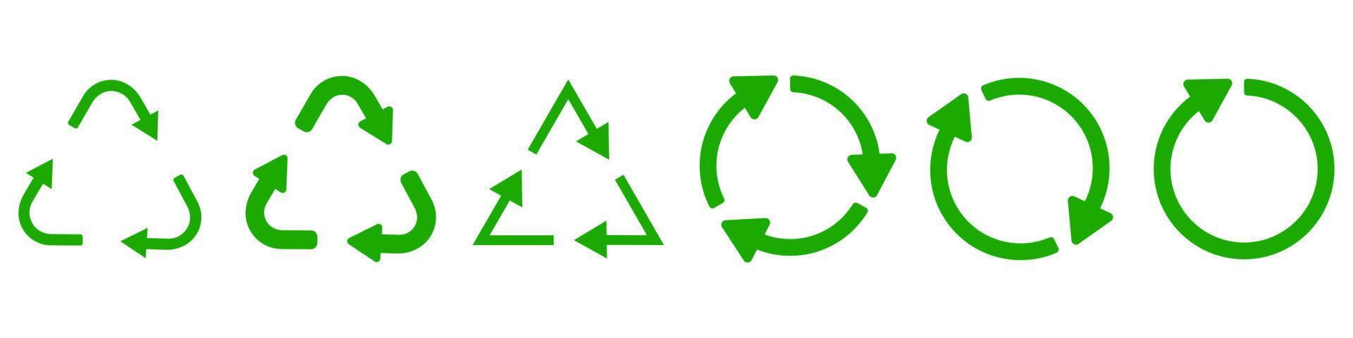 recycle groene vector iconen. recycle recycling symbool. vector illustratie