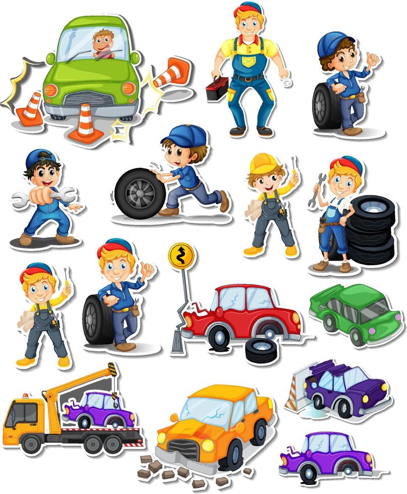 sticker set beroepen karakters en objecten vector