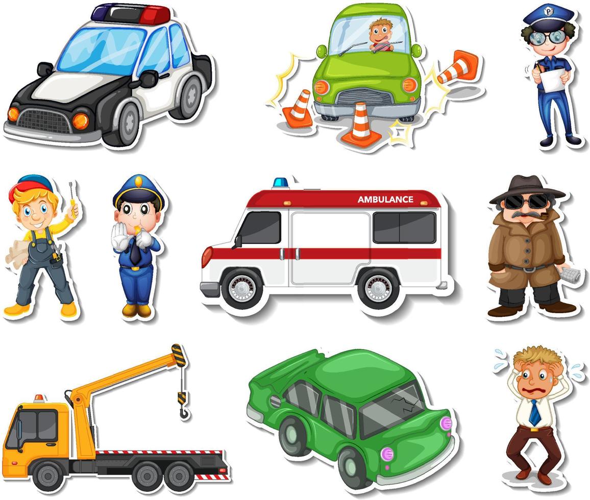 sticker set beroepen karakters en objecten vector