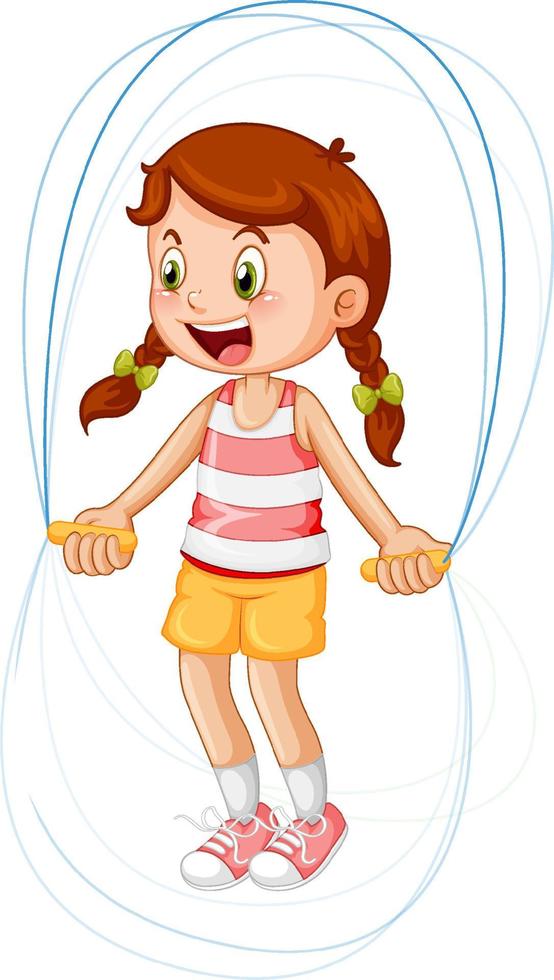 tekenfilm meisje touwtje springen vector