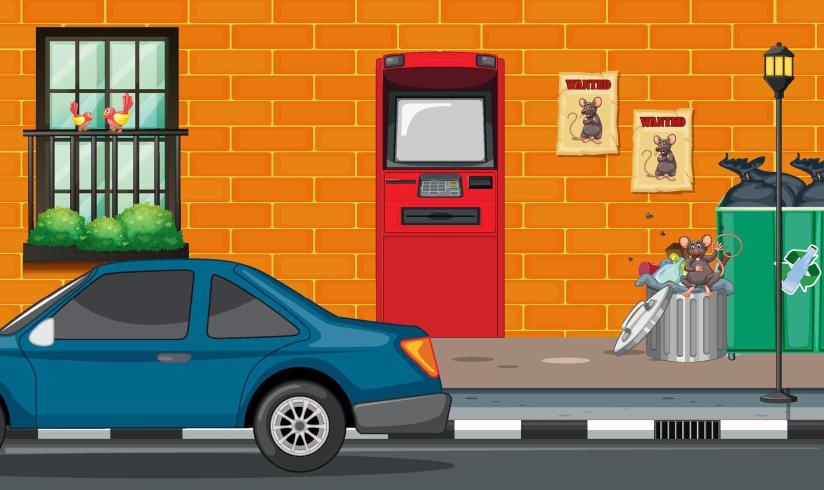 lege scène met geldautomaat op straat in de stad vector