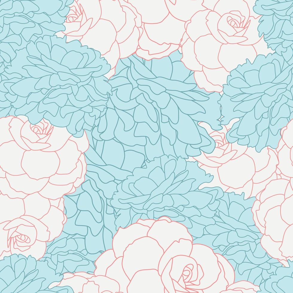 modern tropisch roze bloemen naadloos patroonontwerp. naadloze patroon met Lentebloemen en bladeren. hand getekende achtergrond. bloemmotief voor behang of stof. botanische tegel. vector