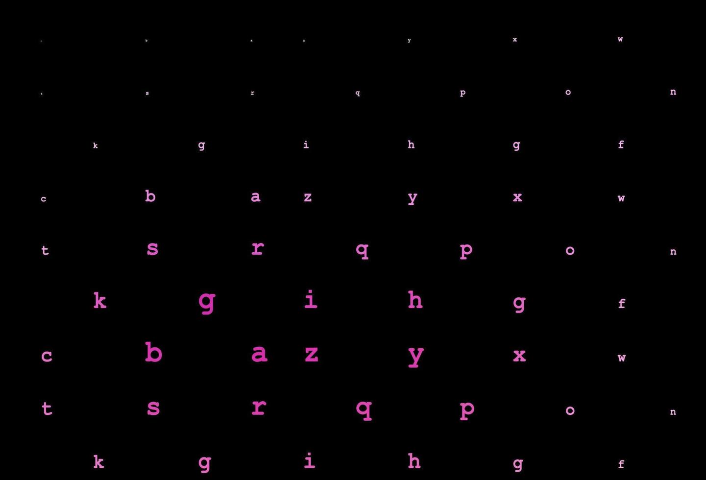 donkerroze vectorlay-out met Latijns alfabet. vector