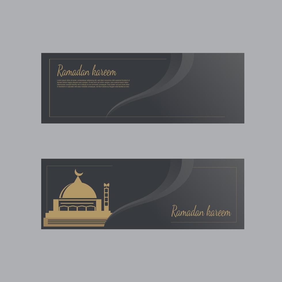 ramadan kareem en eid banners in zwarte gradiëntkleuren vector