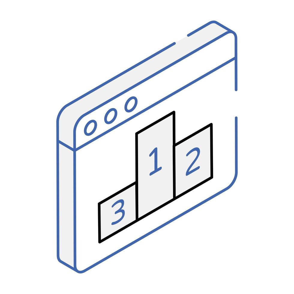 bekijk het isometrische pictogram van de website-ranking vector