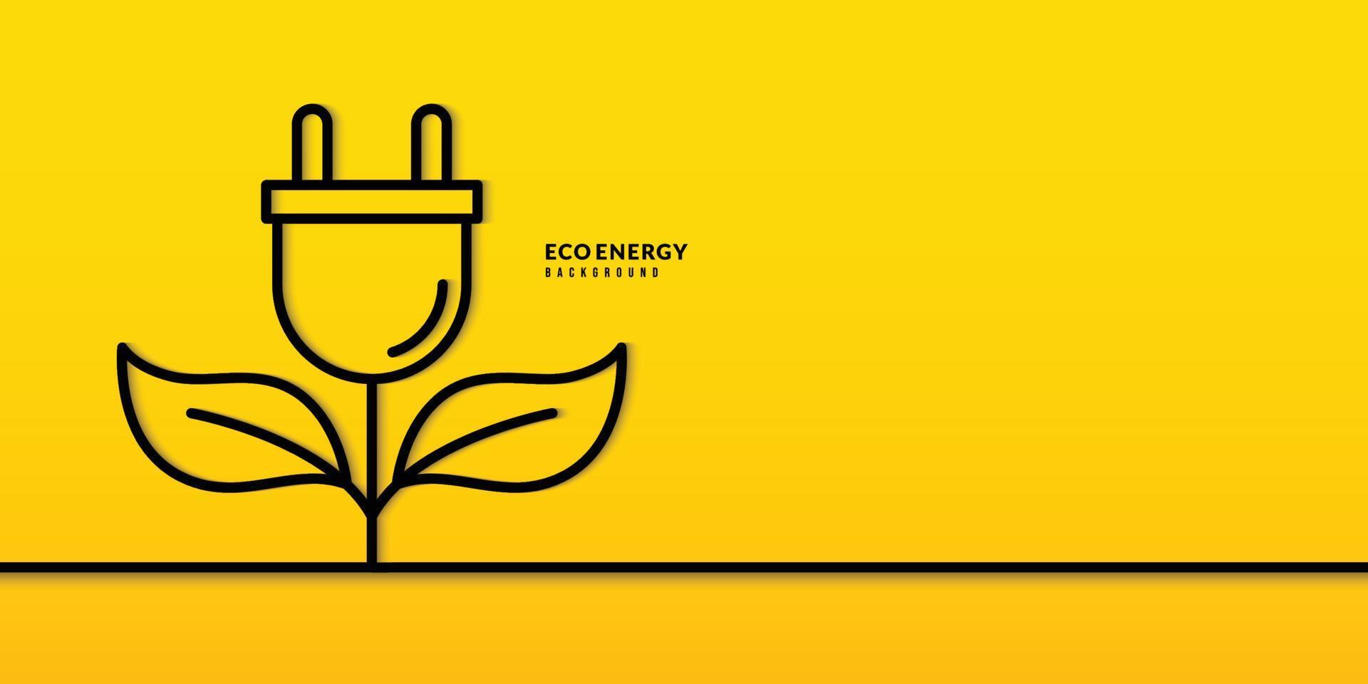 elektrische plug plant op gele achtergrond, vervuiling en milieubescherming concept, groene energie elektriciteitsverbruik vector