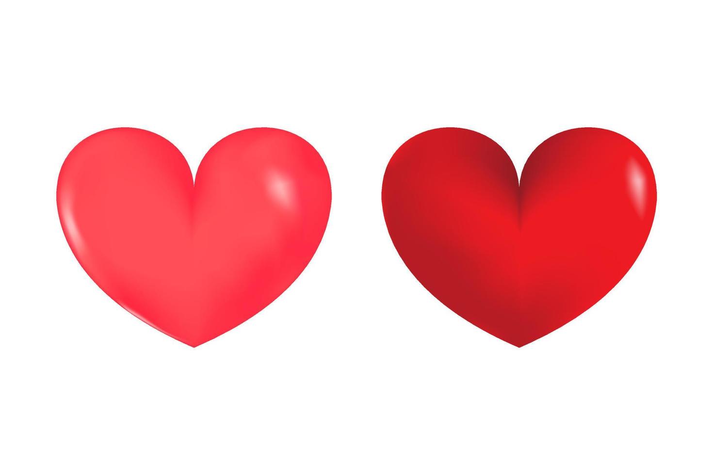 rode en roze harten. realistische 3D-ontwerp pictogram harten symbool liefde. vector illustratie
