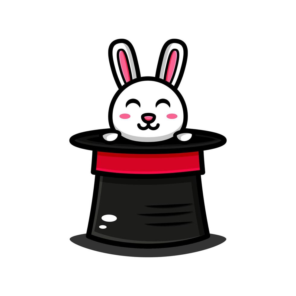 schattig konijntje karakter ontwerp thema goocheltrucs hoed vector