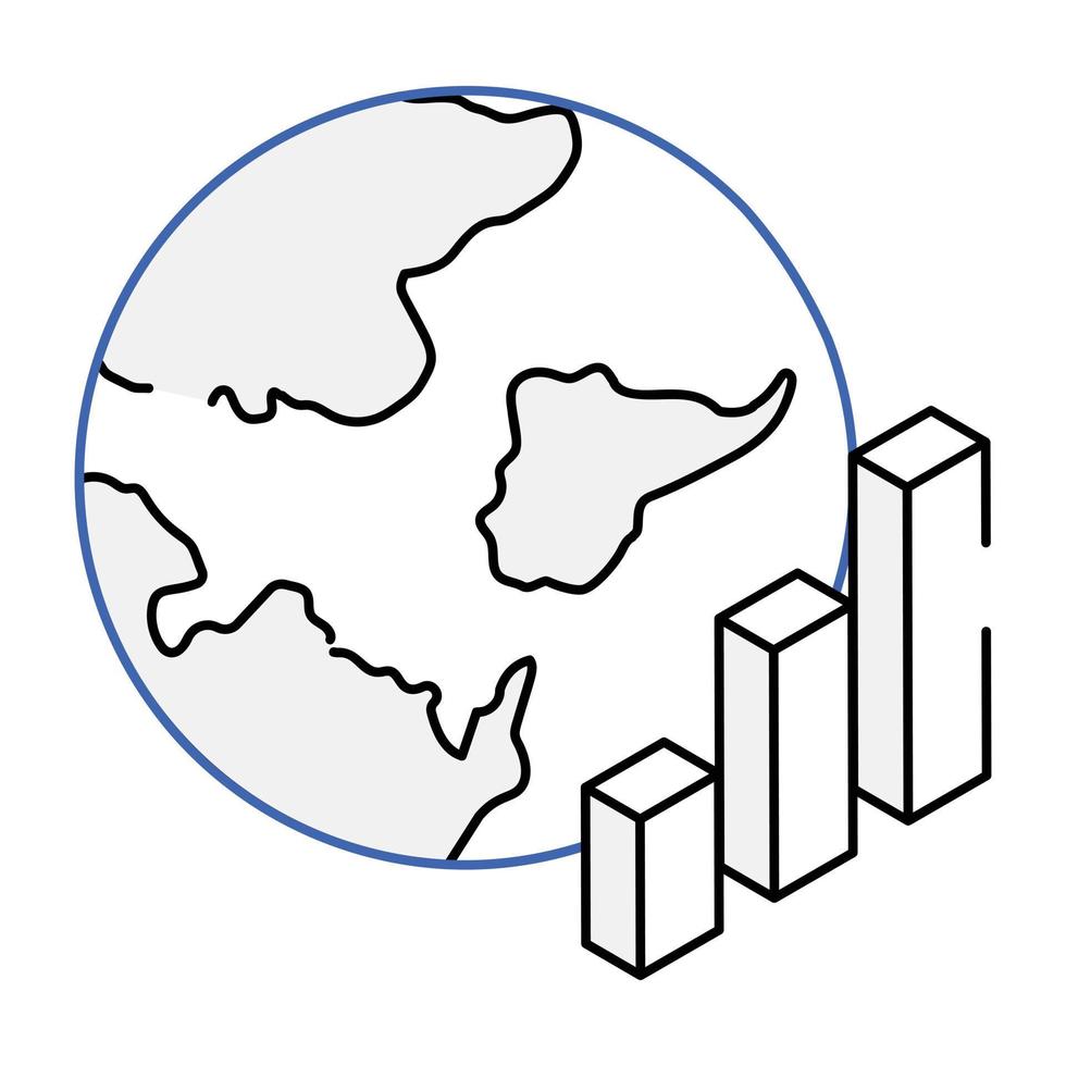 een grafiek plot isometrisch pictogram vector