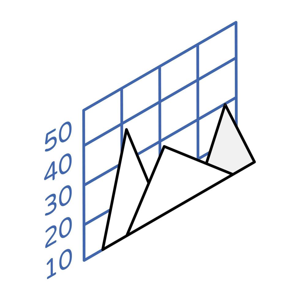 een grafiek plot isometrisch pictogram vector