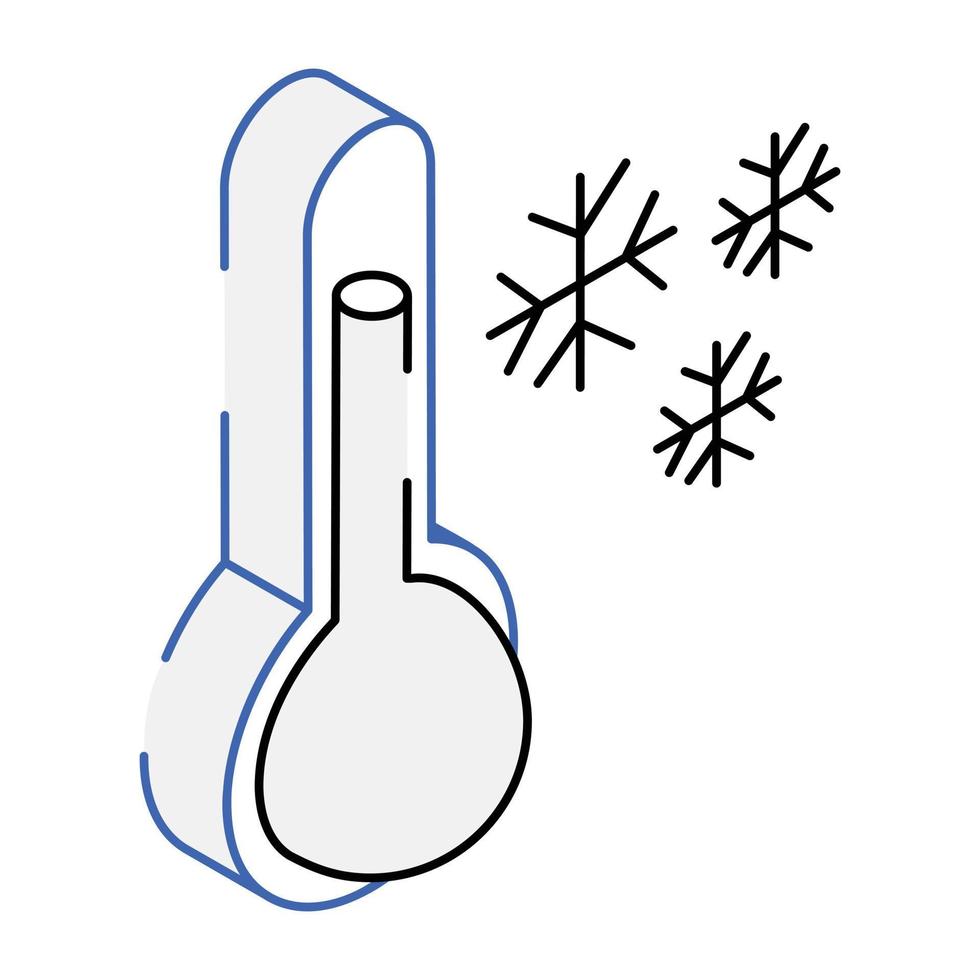 thermometer met isometrisch pictogram voor warme temperatuur vector