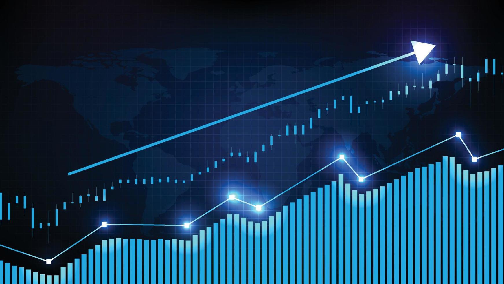 abstracte achtergrond van futuristische technologie blauwe pijl economie omhoog beurs grafiek vector