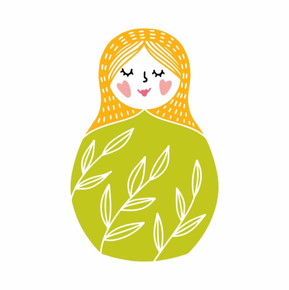 russische nationale pop matryoshka pop met de hand getekend vector