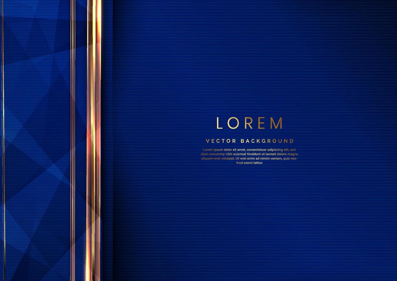 abstracte luxe gouden lijnen diagonaal overlappen op donkerblauwe achtergrond. sjabloon premium award ontwerp. vector