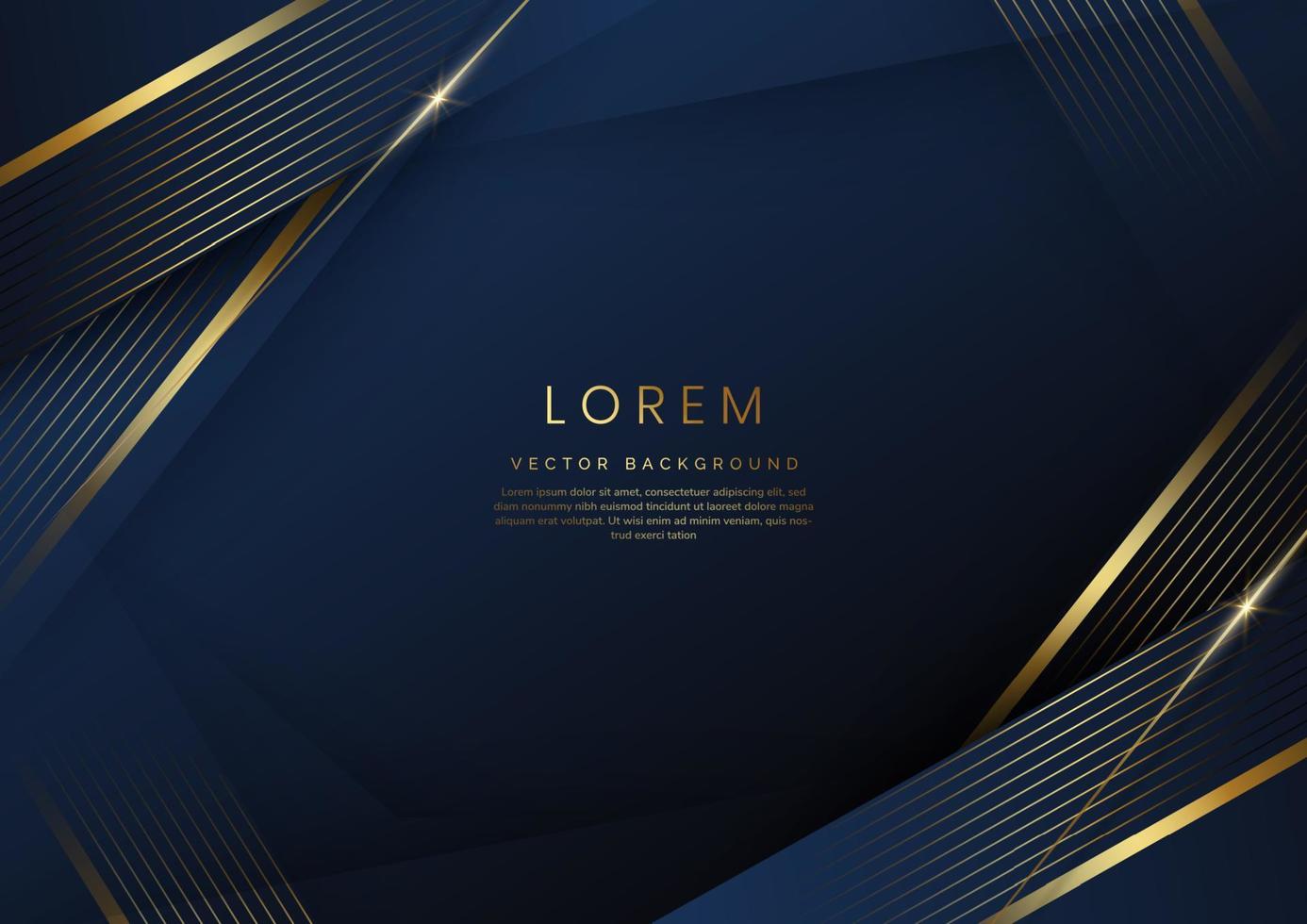 elegante diagonale blauwe luxe achtergrond met lijnen gouden rand. sjabloon premium award ontwerp. vector