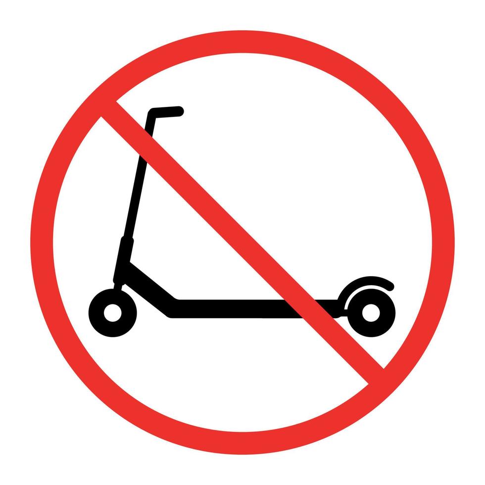 teken verboden scooter beweging in rood doorgestreepte cirkel vector
