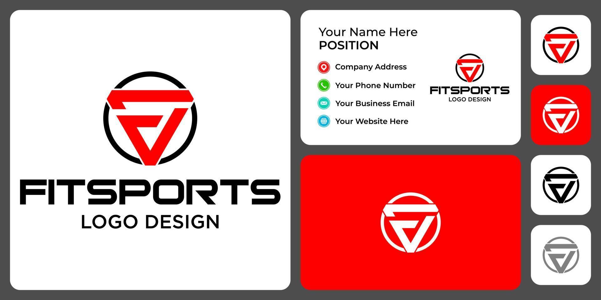 letter f monogram sport logo ontwerp met sjabloon voor visitekaartjes. vector