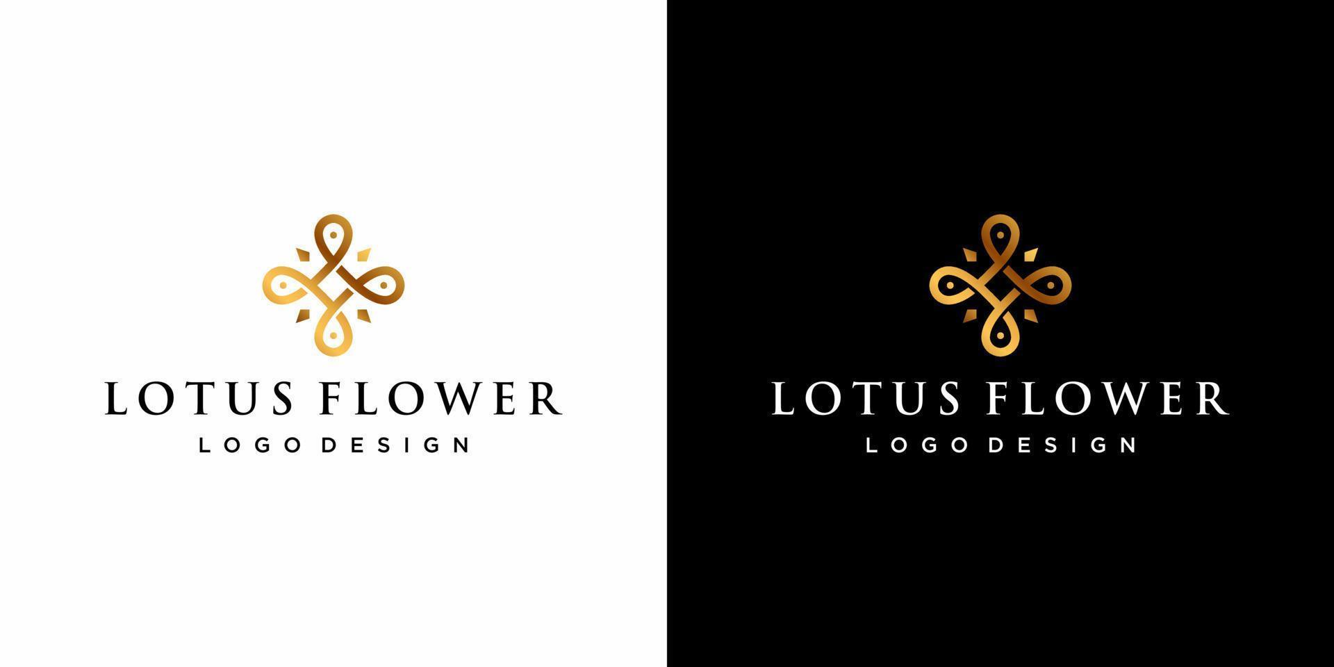 simplistisch lotusbloemlogo-ontwerp in luxe gouden kleur. vector