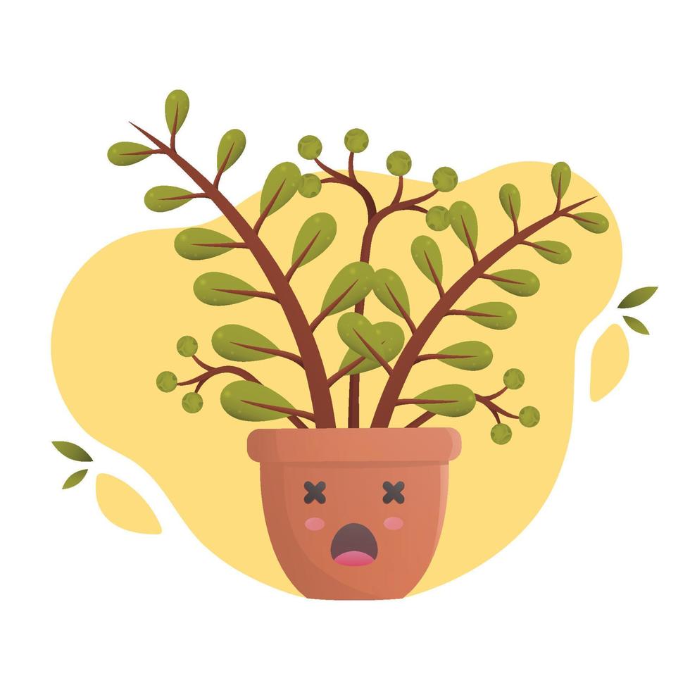 schattige jade plant, vectorillustratie, schattige plantenpot. vector