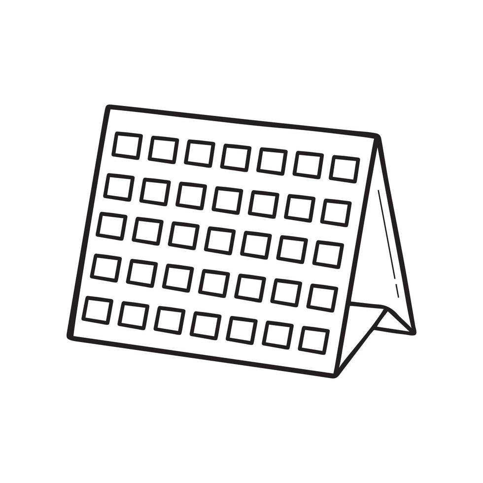 handgetekende kalender voor planning in doodle schetsstijl. vectorillustratie geïsoleerd op een witte achtergrond. vector