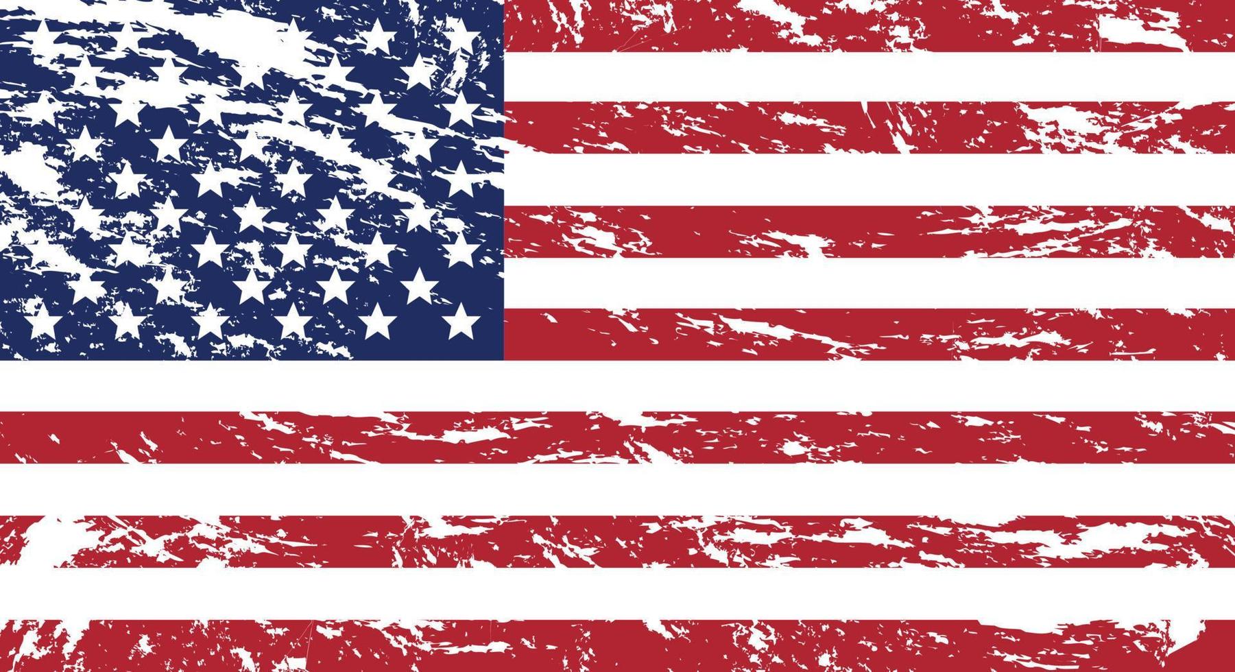 vlag van de vs in grunge-stijl. penseelstreek usa flag.old vuile Amerikaanse vlag. Amerikaans symbool. raster illustratie vector