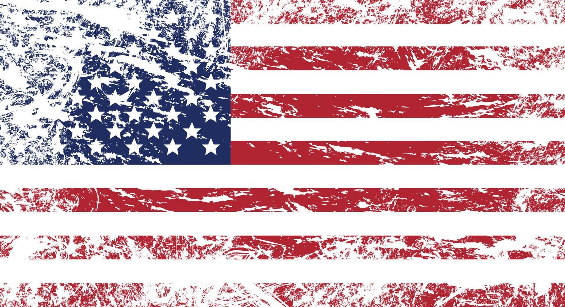 vlag van de vs in grunge-stijl. penseelstreek usa flag.old vuile Amerikaanse vlag. Amerikaans symbool. raster illustratie vector