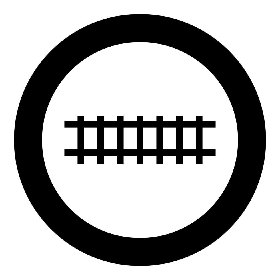 spoor rails spoorweg spoorweg trein spoor pictogram in cirkel ronde zwarte kleur vector illustratie afbeelding solide omtrek stijl