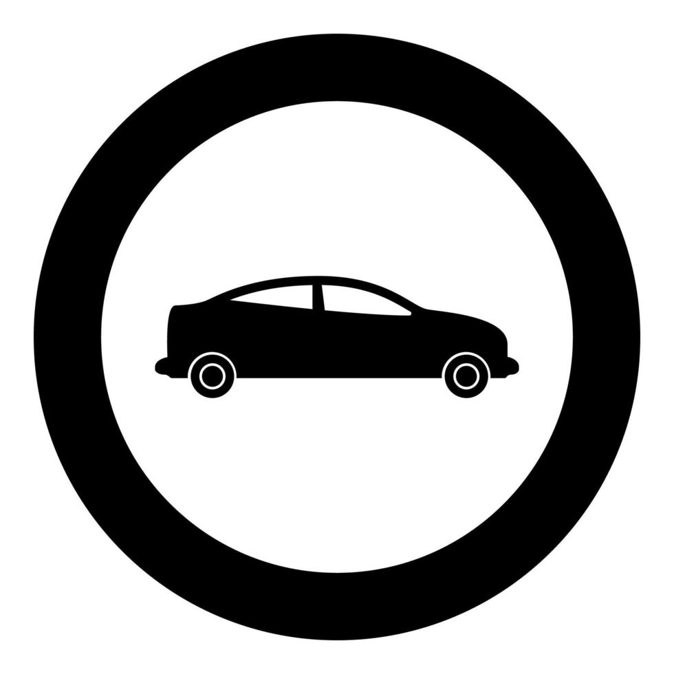 auto sedan pictogram in cirkel ronde zwarte kleur vector illustratie afbeelding solide overzichtsstijl