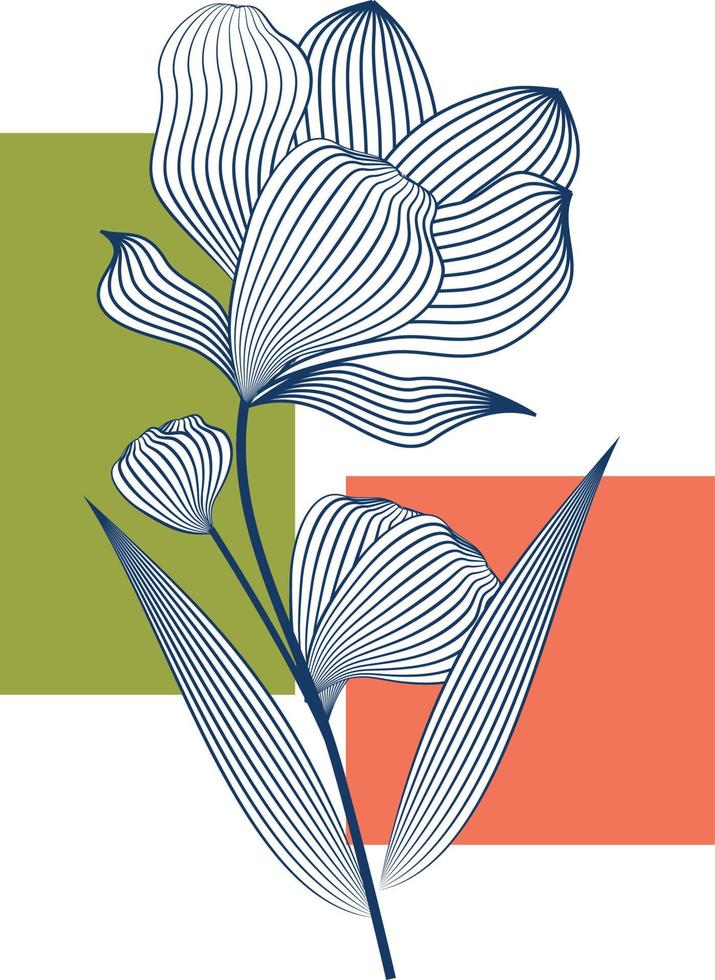 abstracte bloemen, lijndecoratie voor behang en kunst aan de muur. gebruiken voor lasersnijden. modern contourtekenobject vector