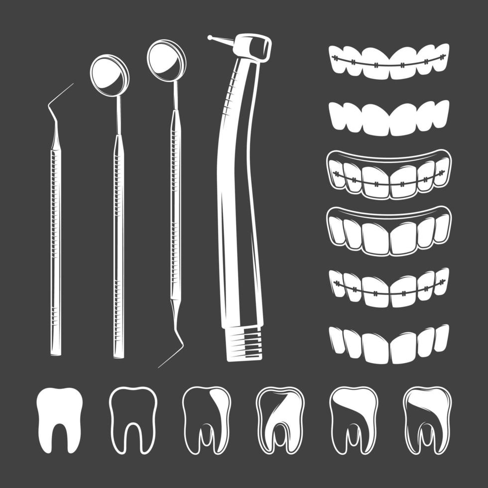 set van tandheelkundige tool vector