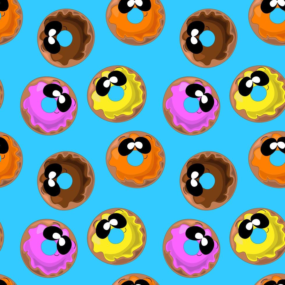 naadloos vectorpatroon met donut in cartoonstijl vector