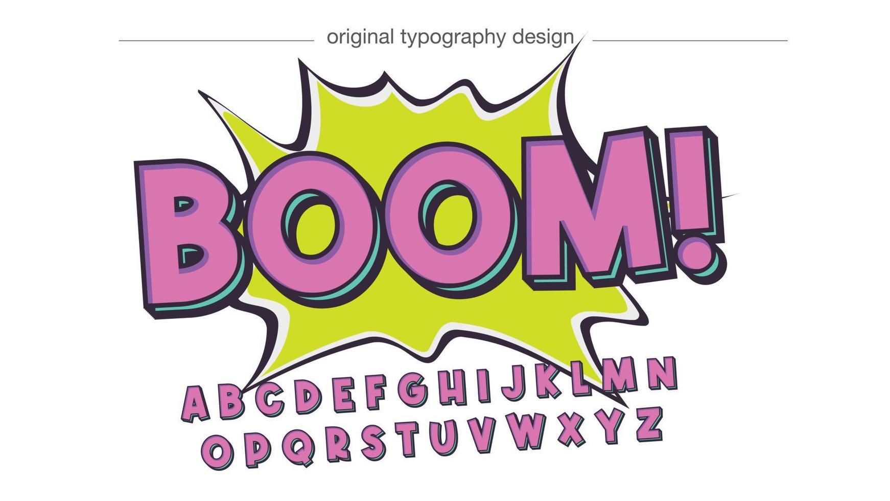 roze 3d vintage stripboek typografie in hoofdletters vector