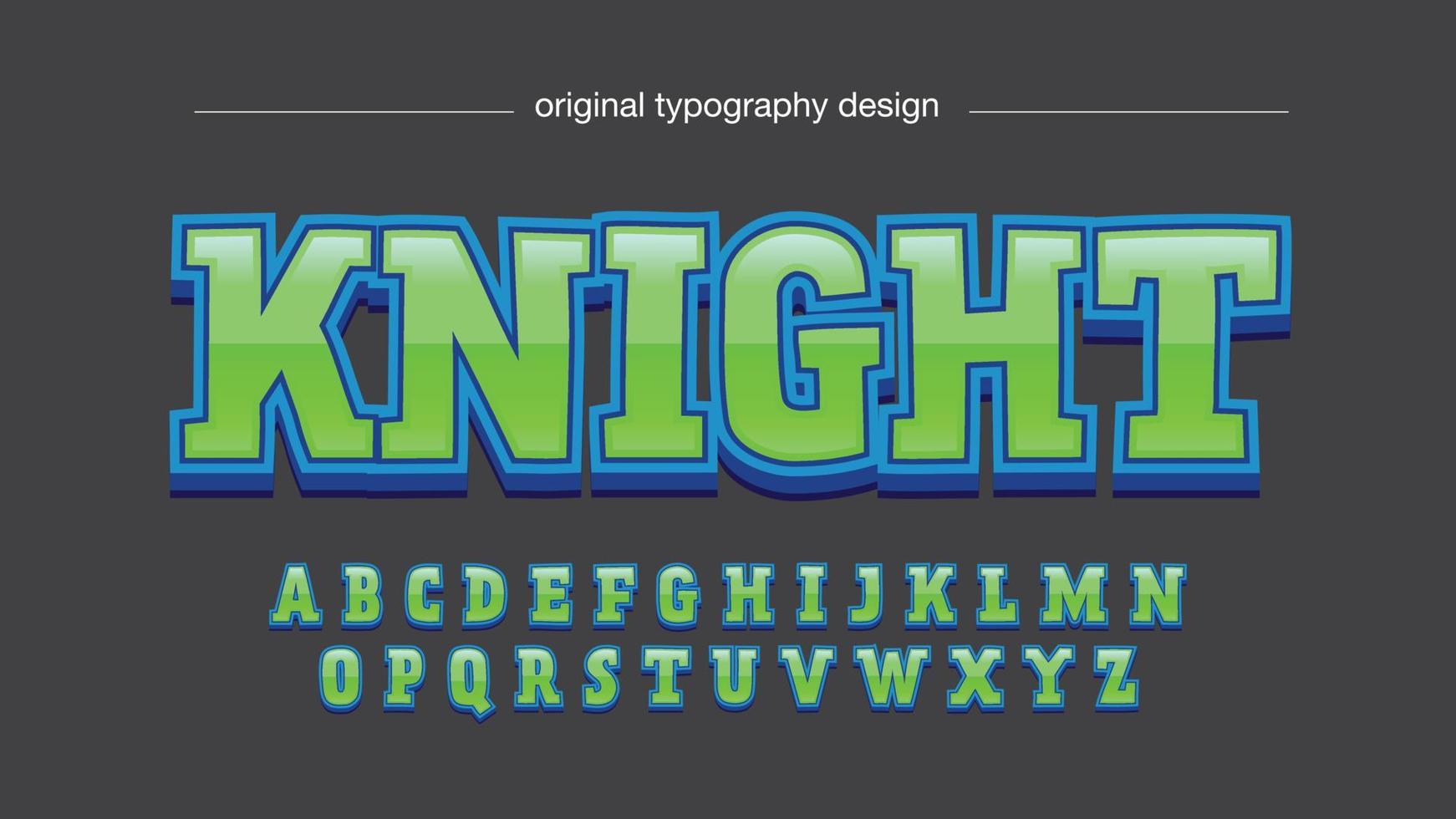 groene en blauwe metalen cartoon gaming-logo geïsoleerde letters vector