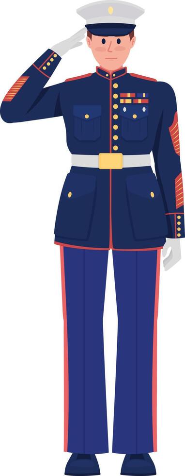 officier draagt ceremonieel uniform uniform semi-egale kleur vectorkarakter vector