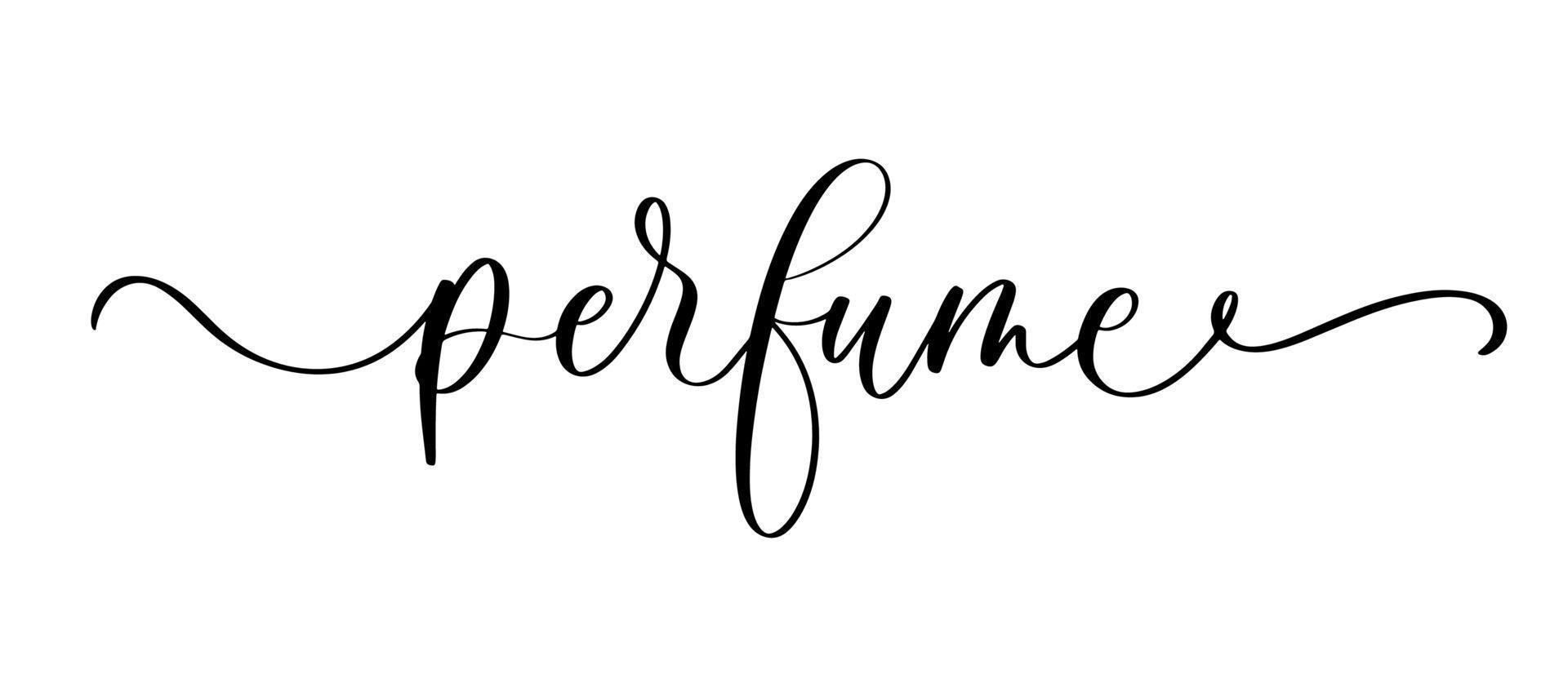 parfum kalligrafie tekst logo met vloeiende lijn. vector