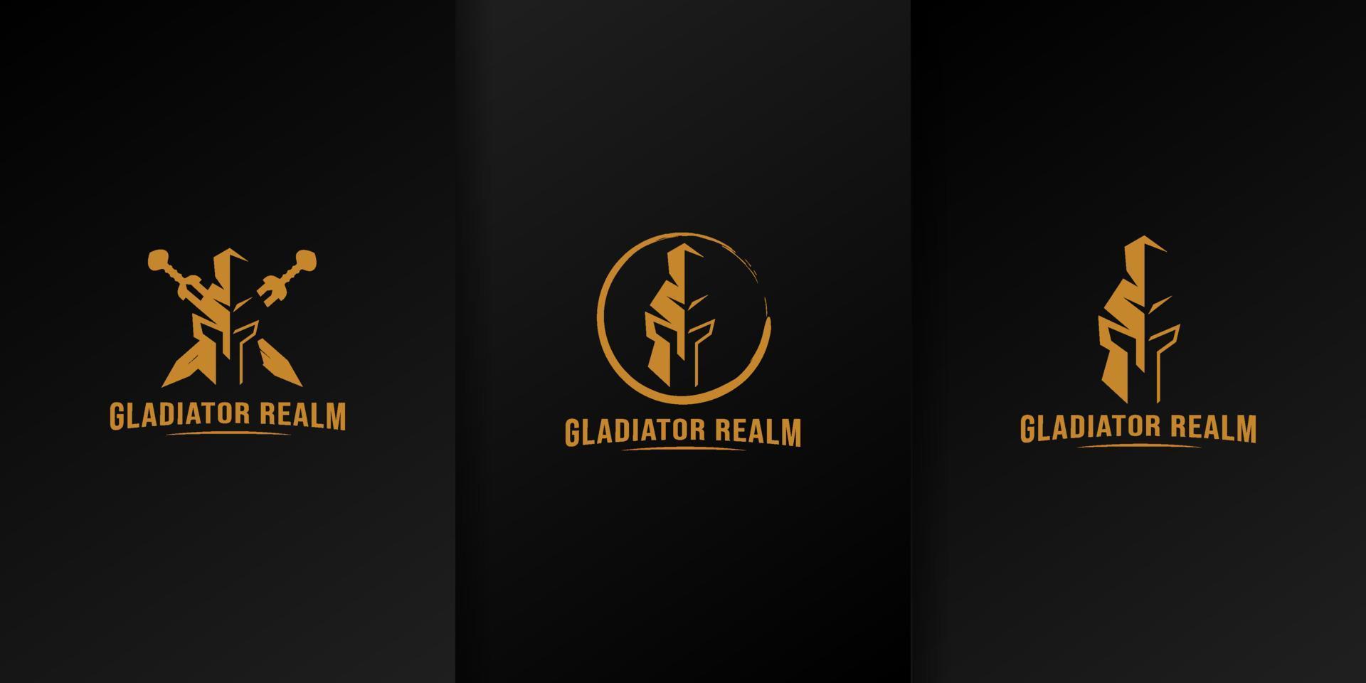 bundel met gouden gladiator-logo vector