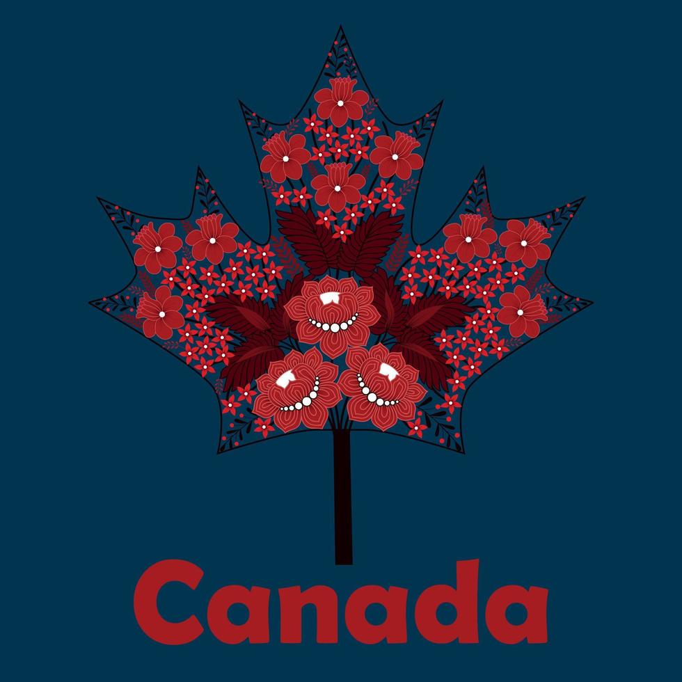 Canadese esdoornblad van bloemen vector