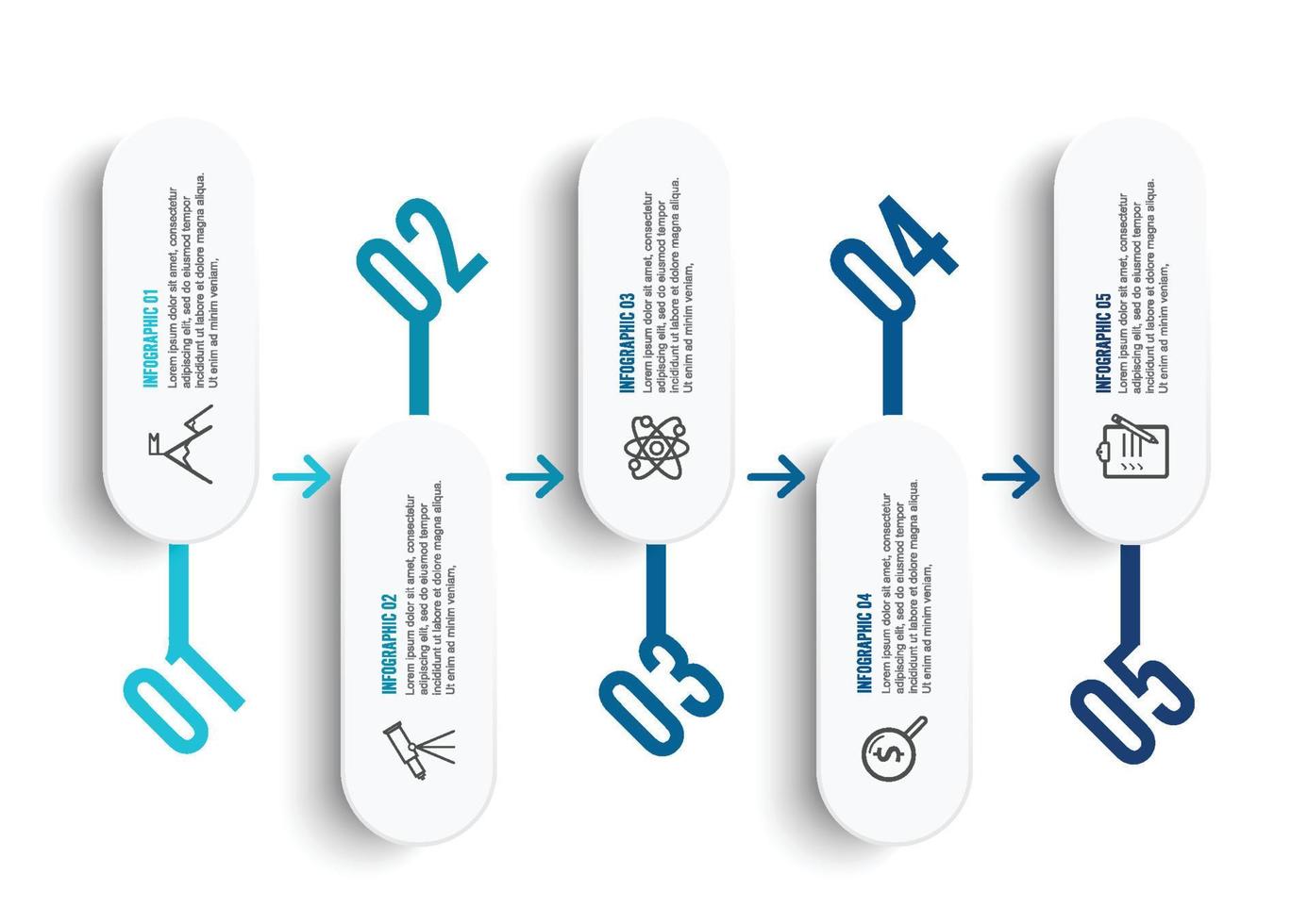 vector infographic sjabloon met 3D-papieren label, geïntegreerde cirkels. bedrijfsconcept met vijf opties. voor inhoud, diagram, stroomdiagram, stappen, onderdelen, tijdlijninfographics, werkstroomlay-out, grafiek.