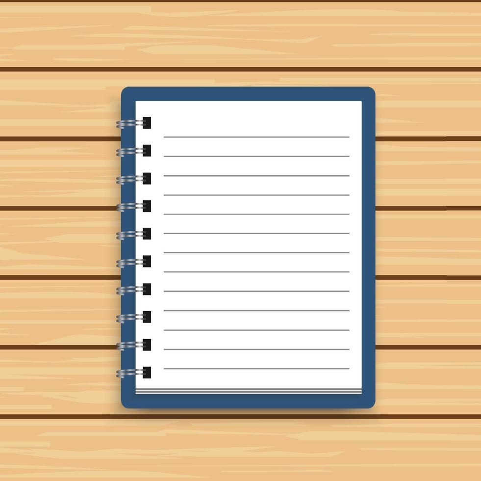 lege realistische spiraal Kladblok notebook op houten achtergrond. vector illustrator