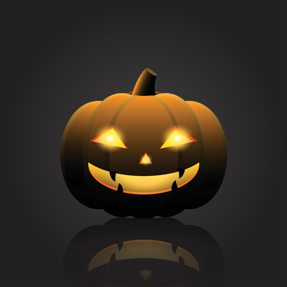 halloween pompoen met blij gezicht op donkere achtergrond. vectorillustratie. vector