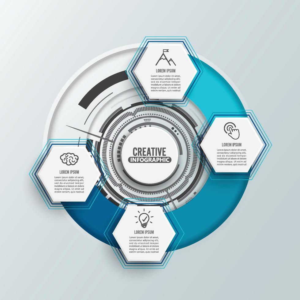 cirkel infographic sjabloon vier optie, proces of stap voor zakelijke presentatie. illustratorvector. vector