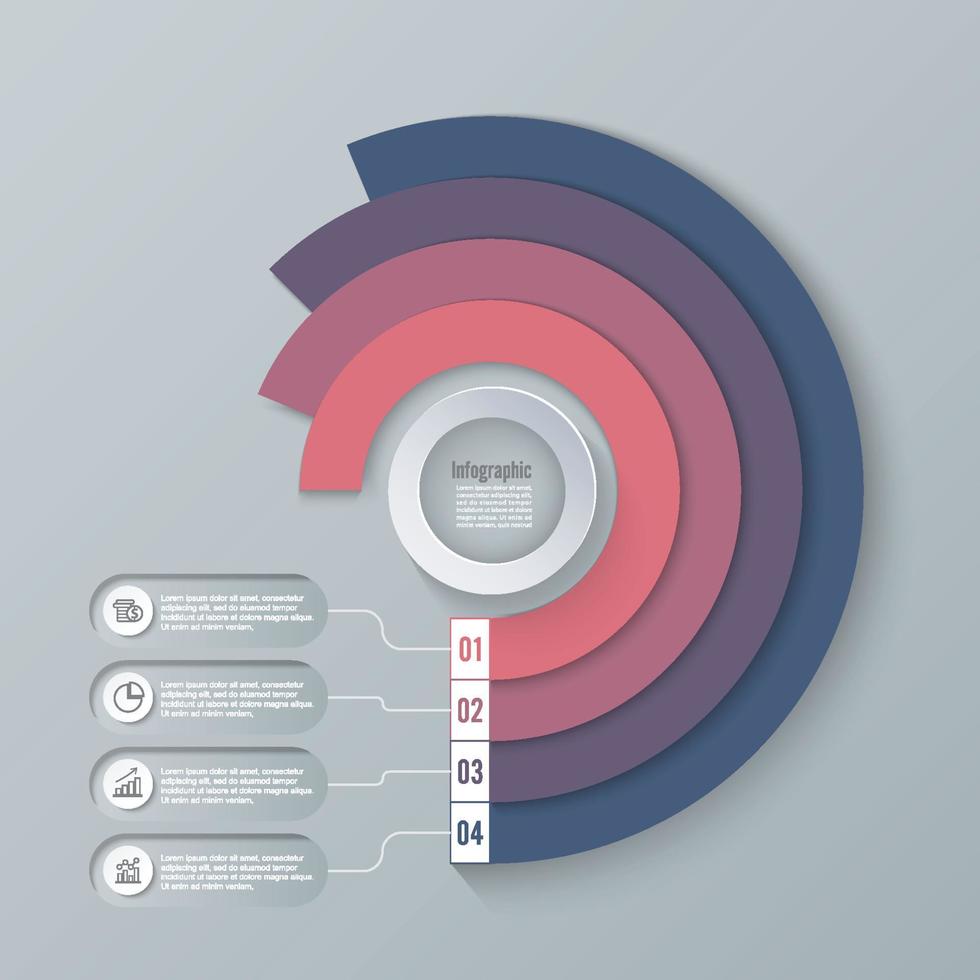 zakelijke infographics cirkel origami stijl vectorillustratie. kan worden gebruikt voor workflowlay-out, banner, diagram, nummeropties, opvoeropties, webdesign. vector