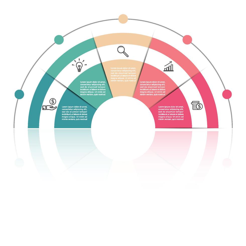 vector infographic sjabloon met 3D-papieren label, geïntegreerde kringen. bedrijfsconcept met opties. voor inhoud, diagram, stroomdiagram, stappen, onderdelen, tijdlijninfographics, werkstroomlay-out, grafiek