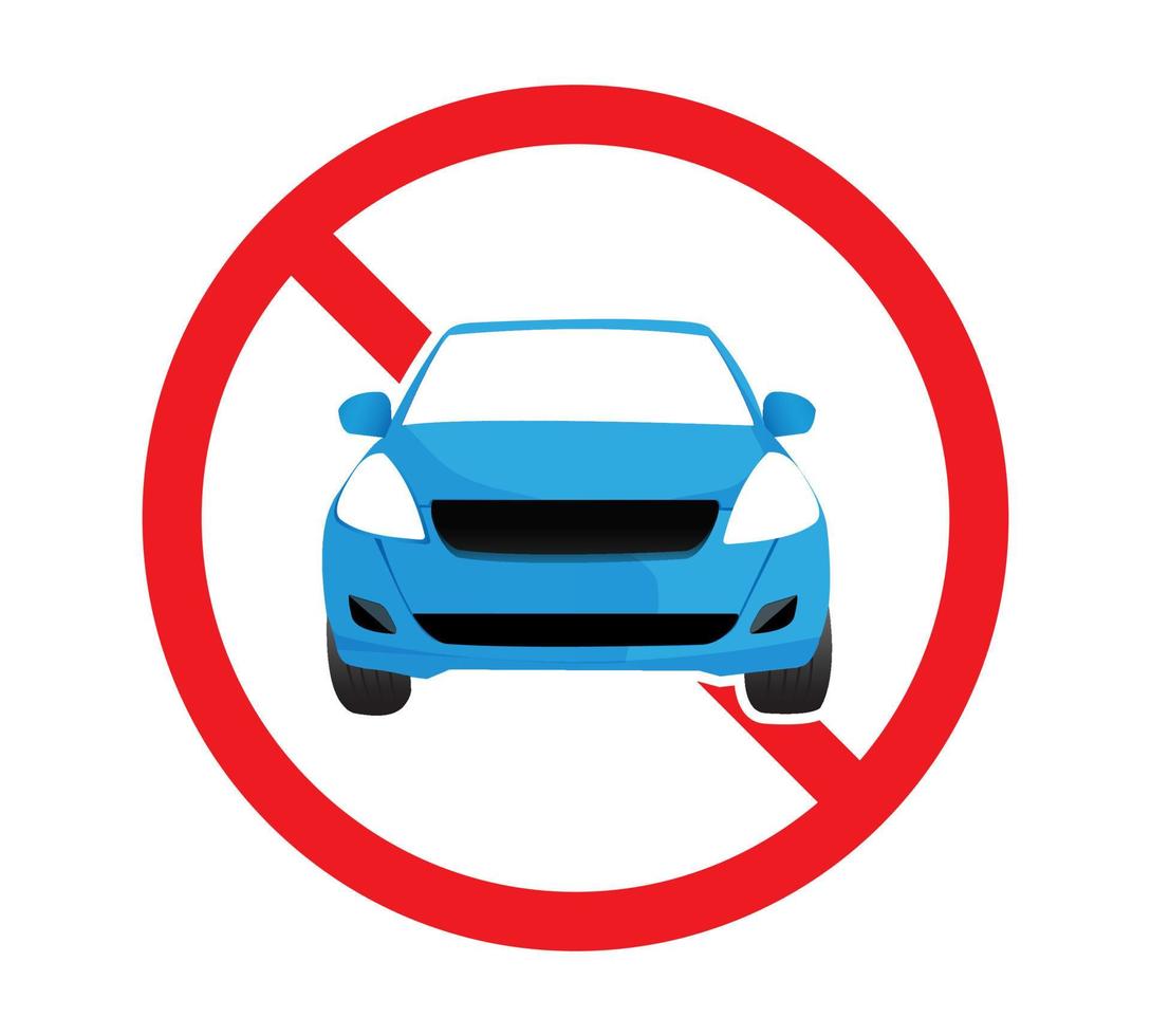 cirkel verboden teken voor geen auto. geen parkeerbord. vector illustratie